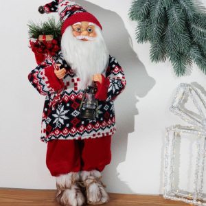 Dekorácia MagicHome Vianoce, Santa, so svetrom, 45 cm