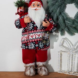 Dekorácia MagicHome Vianoce, Santa, so svetrom, 60 cm