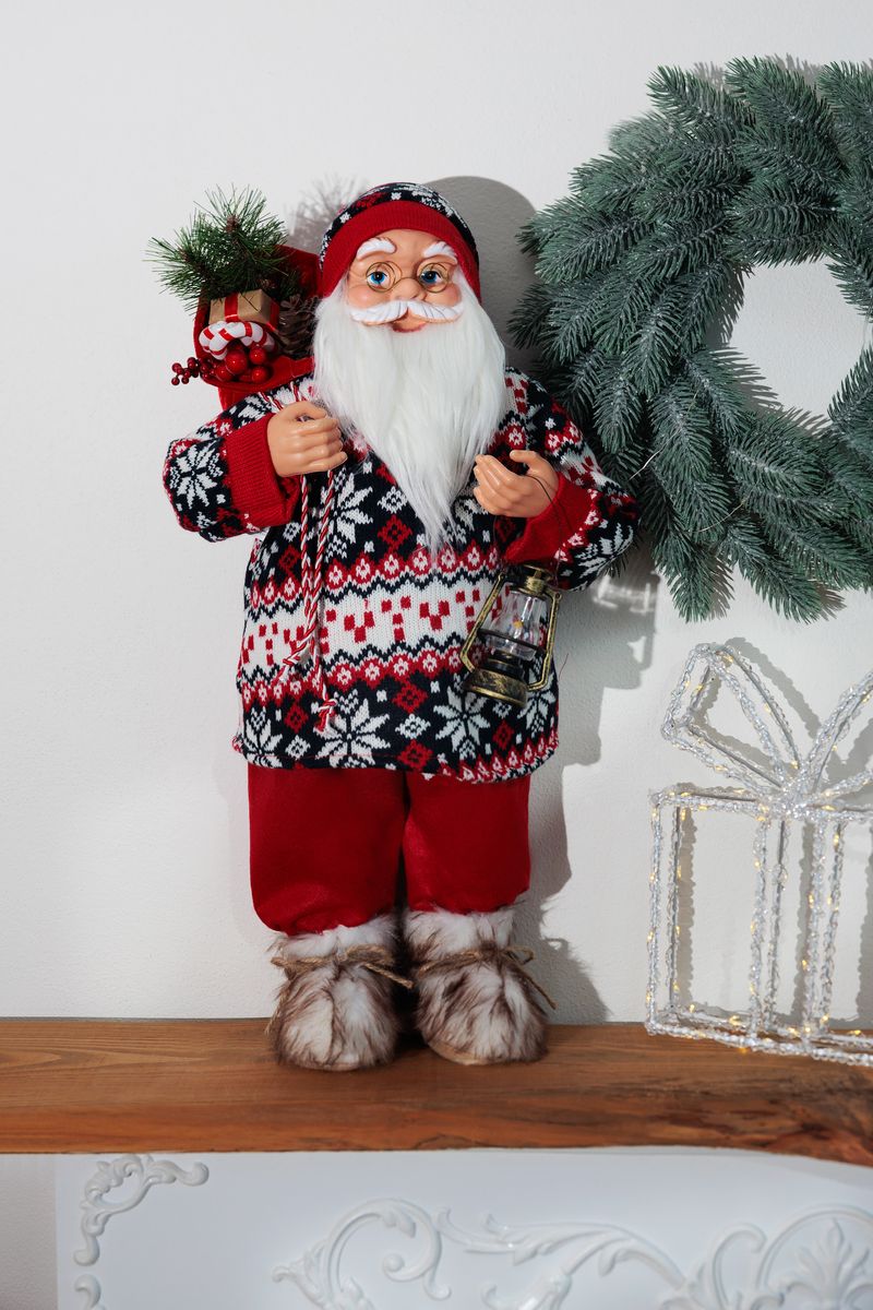 Dekorácia MagicHome Vianoce, Santa, so svetrom, 60 cm – Obrázok 2
