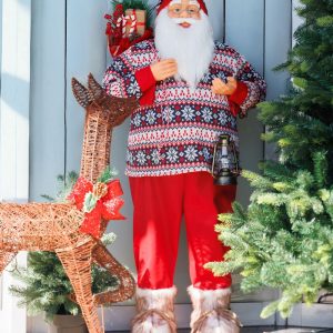 Dekorácia MagicHome Vianoce, Santa, so svetrom, 120 cm