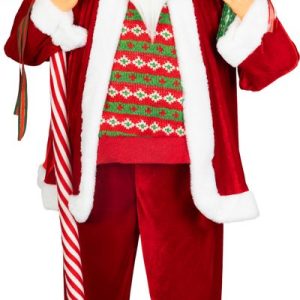 Dekorácia MagicHome Vianoce, Santa, s darčekom, červený, 120 cm