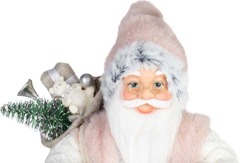 Dekorácia MagicHome Vianoce, Santa, s darčekom, ružovo-hnedý, 30 cm – Obrázok 2