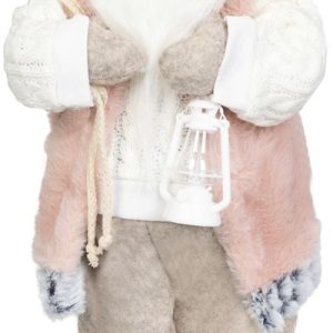 Dekorácia MagicHome Vianoce, Santa, s darčekom, ružovo-hnedý, 46 cm