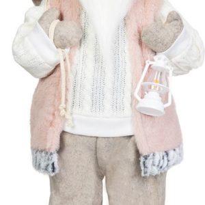 Dekorácia MagicHome Vianoce, Santa, s darčekom, ružovo-hnedý, 60 cm