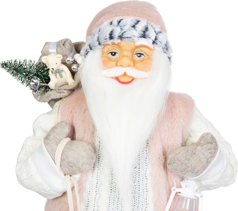 Dekorácia MagicHome Vianoce, Santa, s darčekom, ružovo-hnedý, 60 cm – Obrázok 2