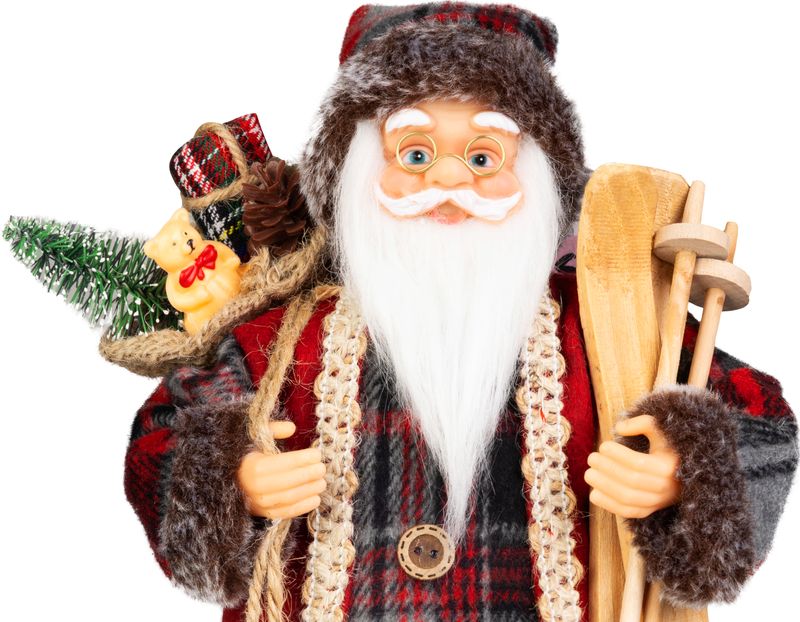 Dekorácia MagicHome Vianoce, Santa, s darčekom, červený, 46 cm – Obrázok 2