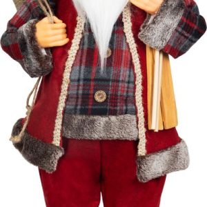 Dekorácia MagicHome Vianoce, Santa, s darčekom, červený, 60
