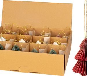 Dekorácia na stromček, stromček, 8 cm, mix farieb, Sellbox 12 ks