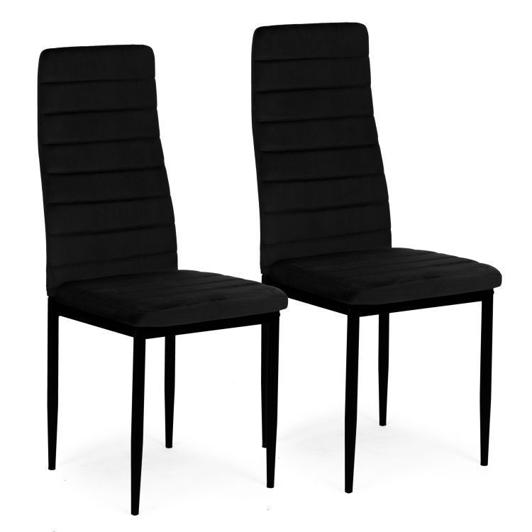 Stoličky s tvarovaným operadlom - ČIERNY ZAMAT - 4 kusy – Obrázok 3