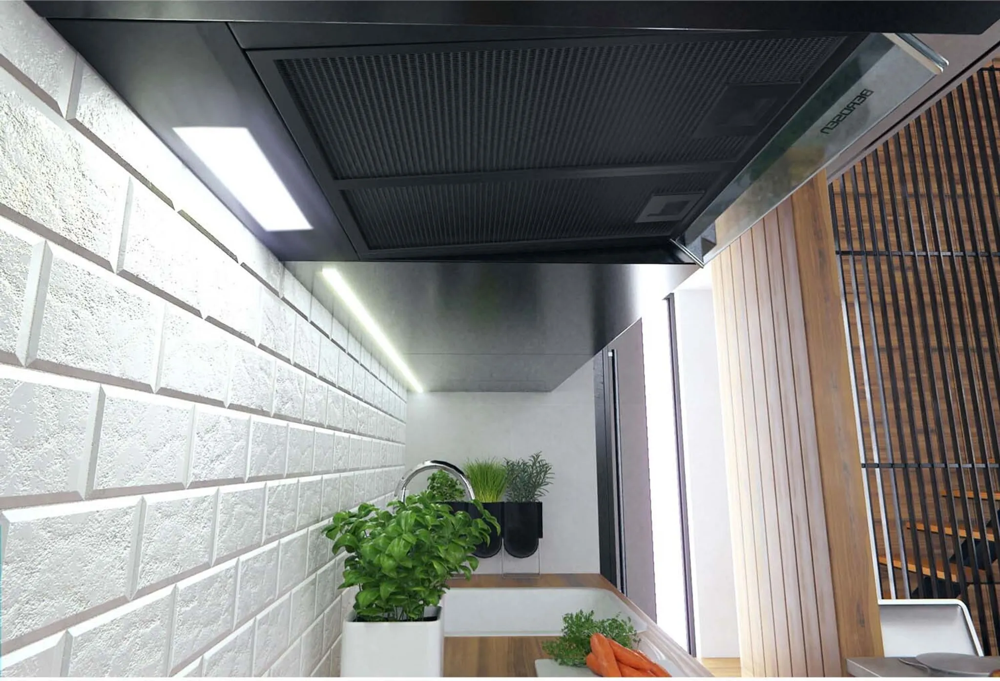 Podskriňový digestor - 60 cm absorpčný Berdsen BE-10-A čierny – Obrázok 2