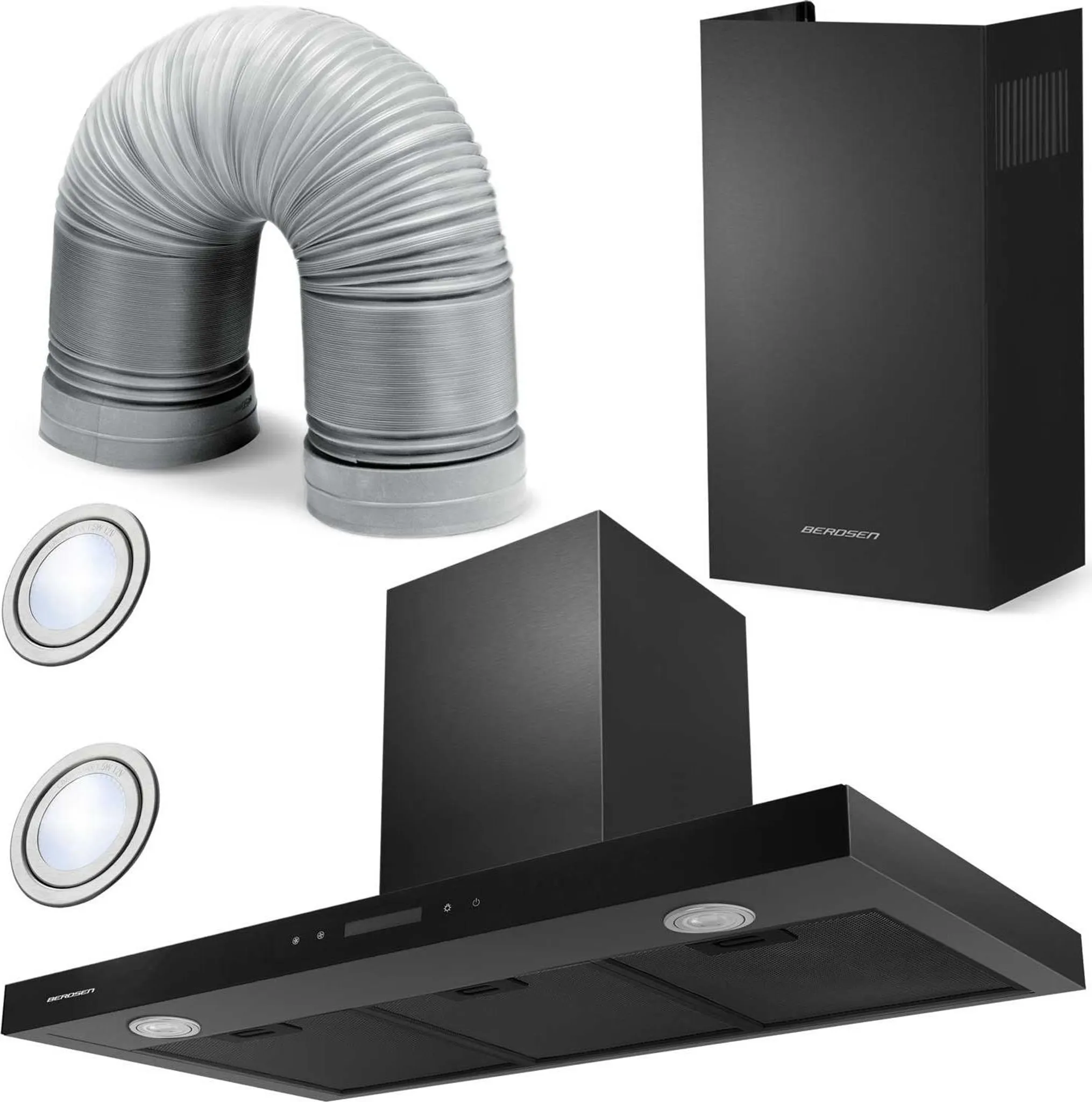 Berdsen BE-90S čierny kuchynský digestor 90 cm