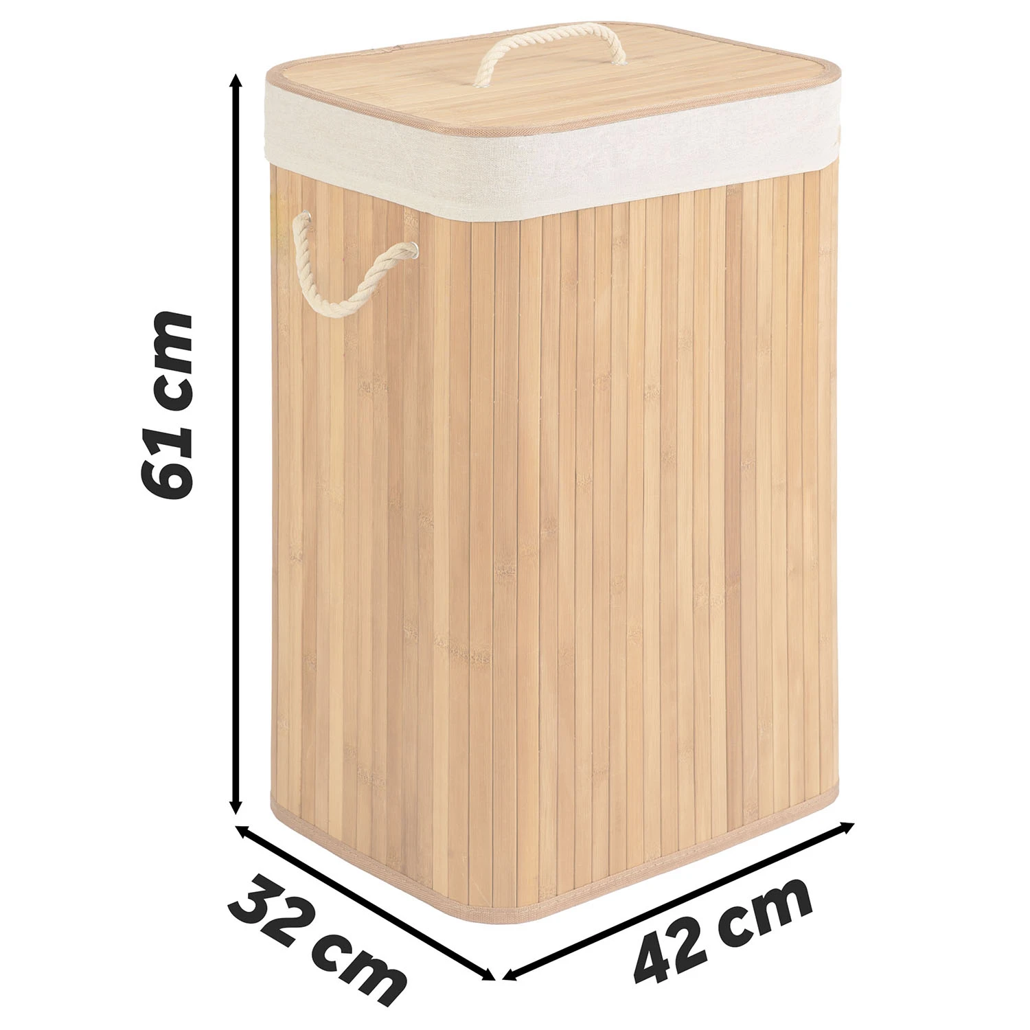 Bambusový kôš na bielizeň s vekom 72 l Massido – Obrázok 6