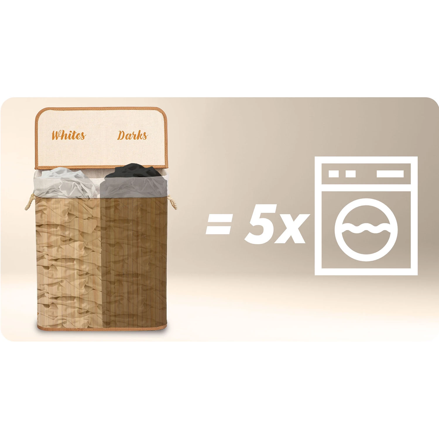 Bambusový kôš na bielizeň s vekom 100 l Massido – Obrázok 4