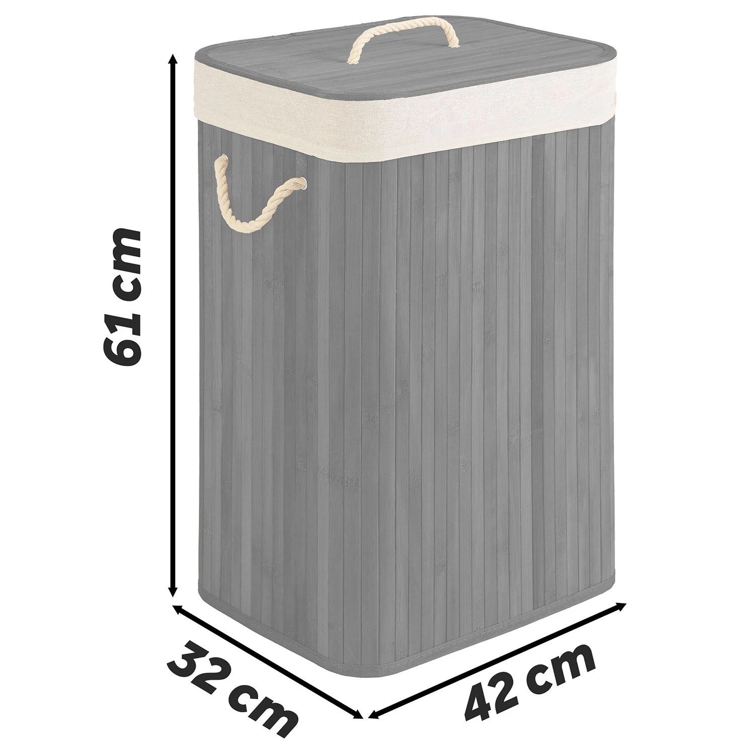 Bambusový kôš na bielizeň s vekom 72 l Massido – Obrázok 8