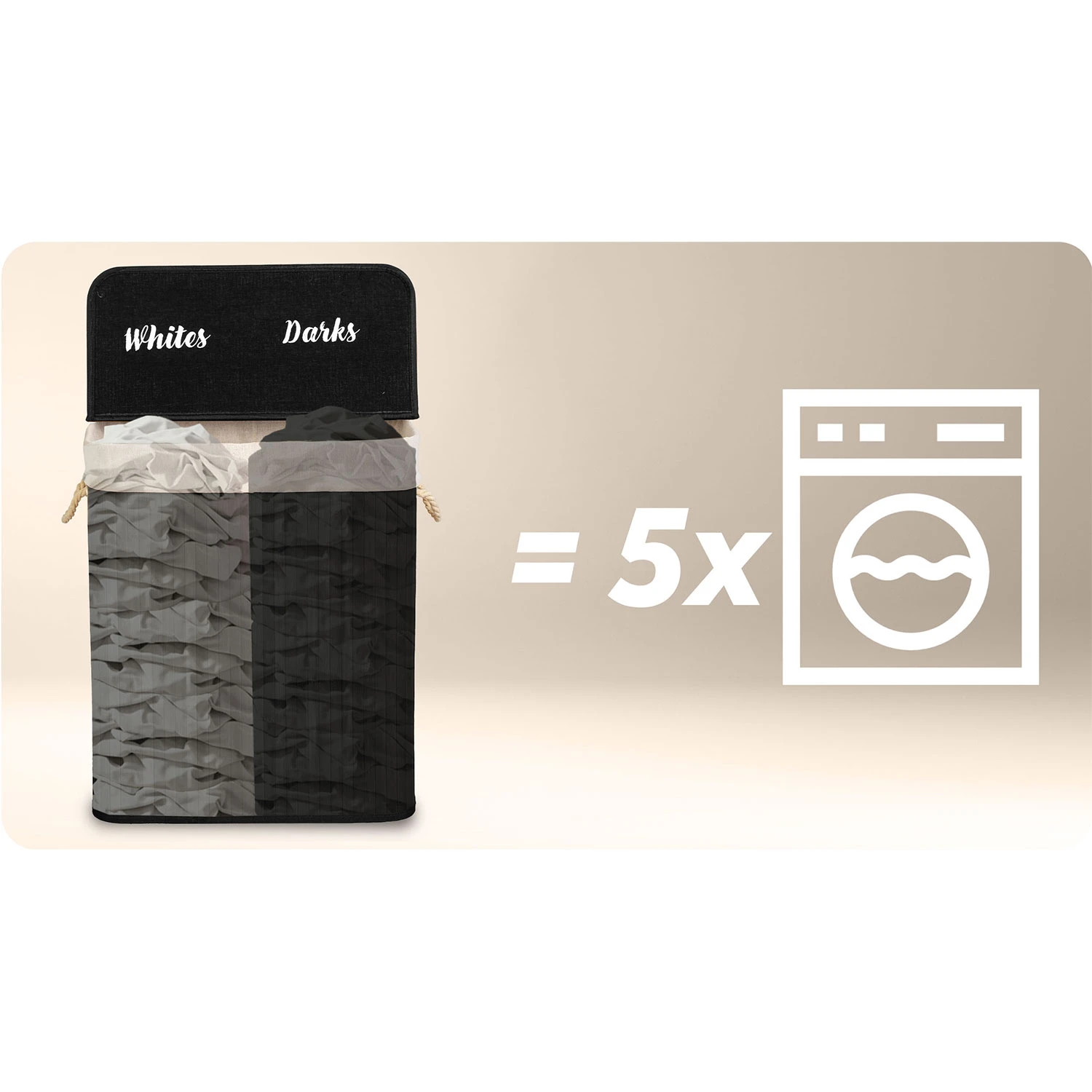 Bambusový kôš na bielizeň s vekom 100 l Massido – Obrázok 6