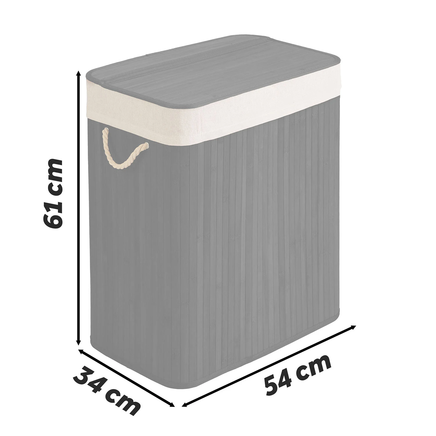 Bambusový kôš na bielizeň s vekom 100 l Massido – Obrázok 8