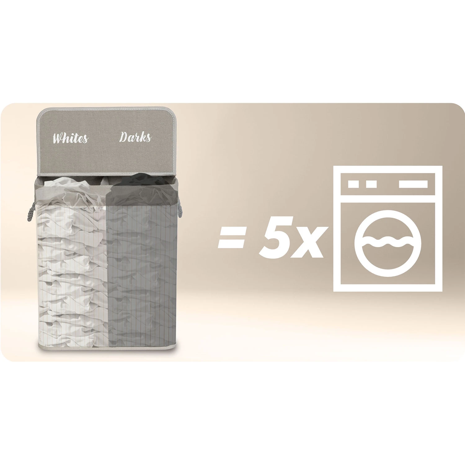 Bambusový kôš na bielizeň s vekom 100 l Massido – Obrázok 6