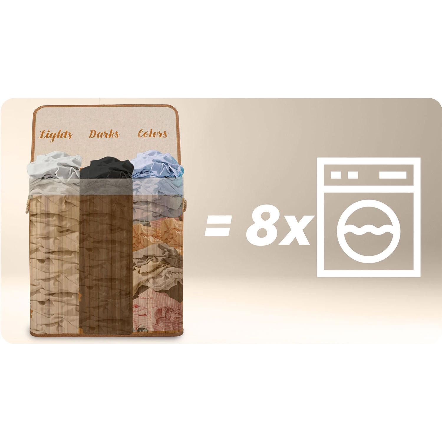 Bambusový kôš na bielizeň s vekom 150 l Massido – Obrázok 4