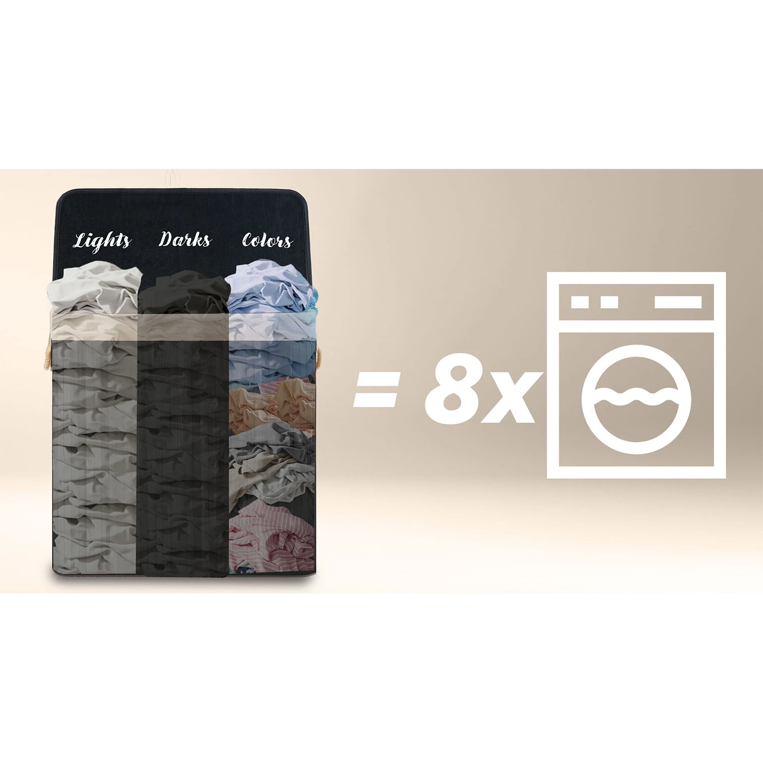 Bambusový kôš na bielizeň s vekom 150 l Massido – Obrázok 5