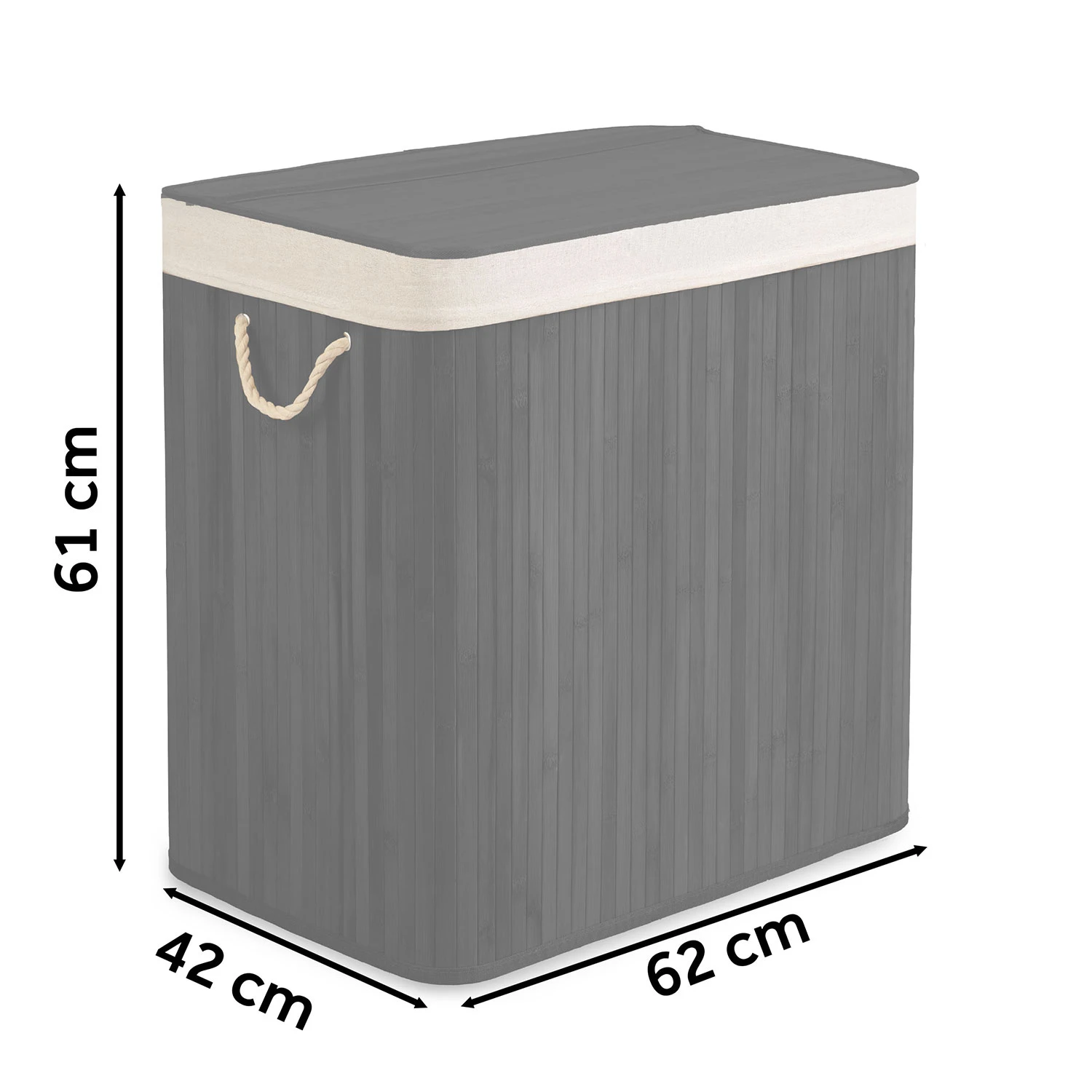 Bambusový kôš na bielizeň s vekom 150 l Massido – Obrázok 8