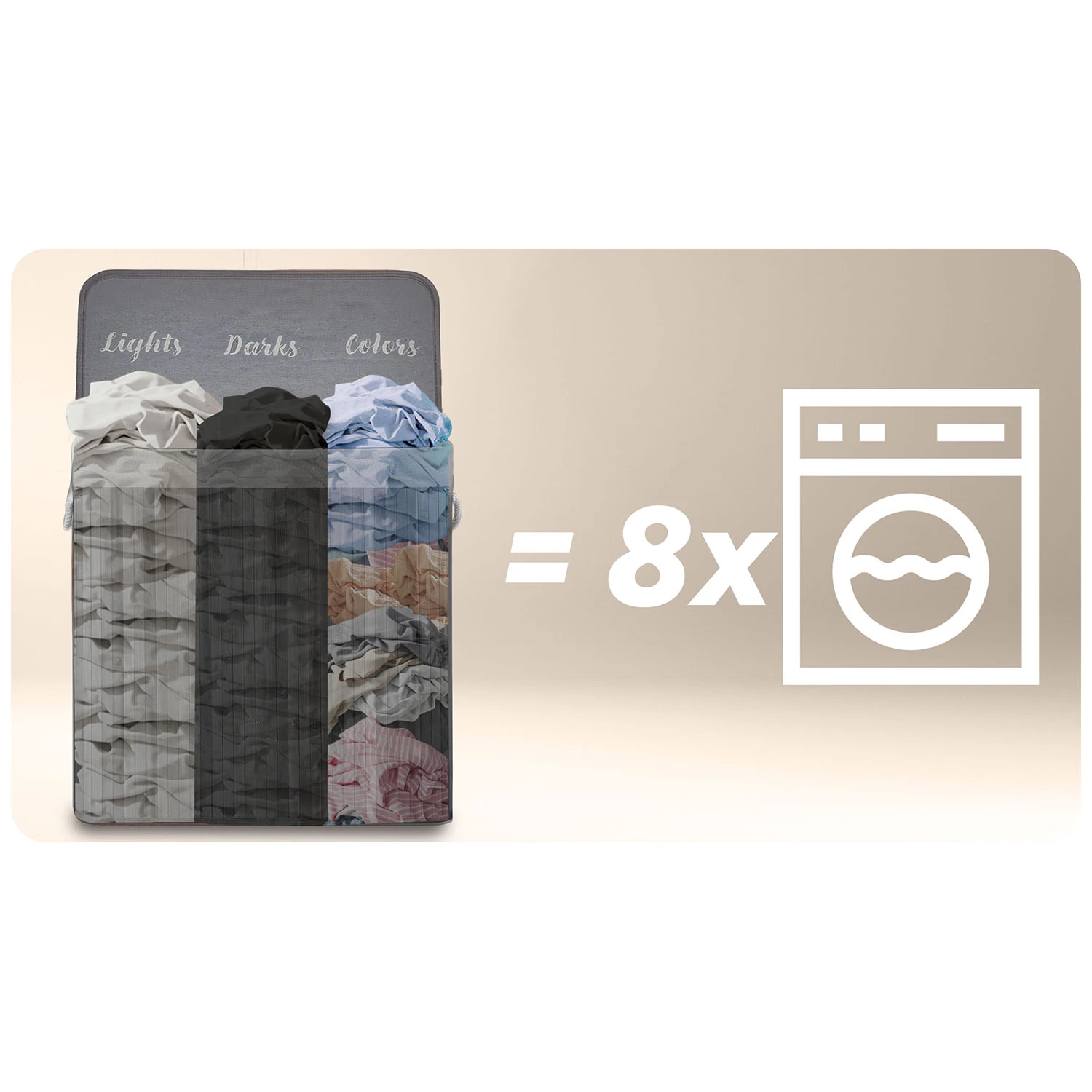 Bambusový kôš na bielizeň s vekom 150 l Massido – Obrázok 6