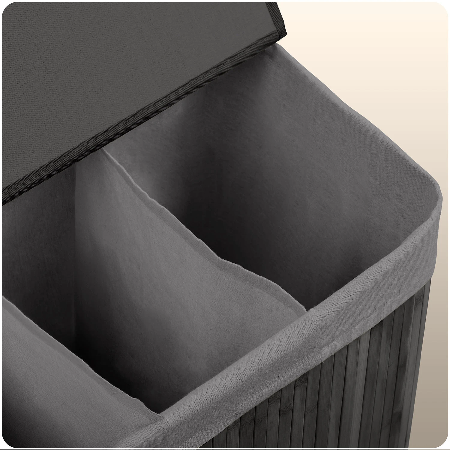 Bambusový kôš na bielizeň s vekom 150 l Massido – Obrázok 4