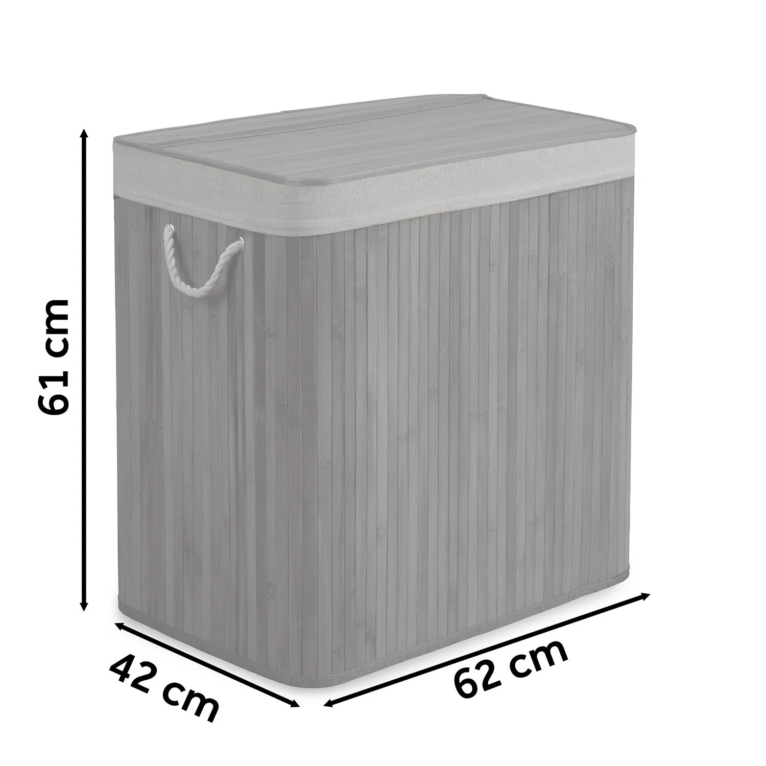 Bambusový kôš na bielizeň s vekom 150 l Massido – Obrázok 7
