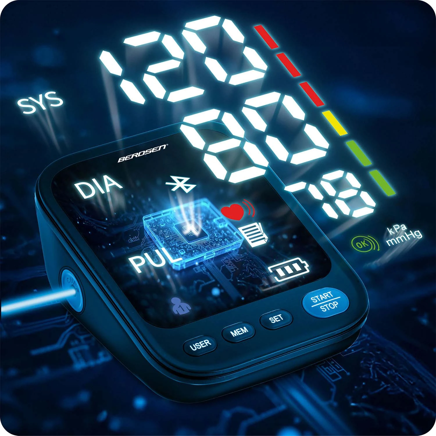 Tlakomer na hornú časť paže Berdsen BD-123 s poľskými hláseniami a Bluetooth – Obrázok 3