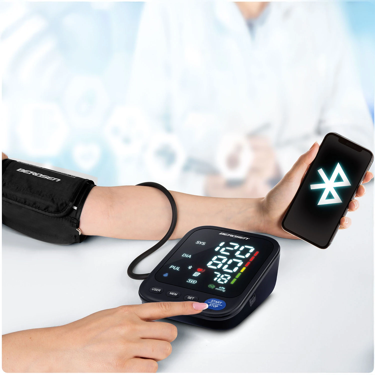 Tlakomer na hornú časť paže Berdsen BD-123 s poľskými hláseniami a Bluetooth – Obrázok 2