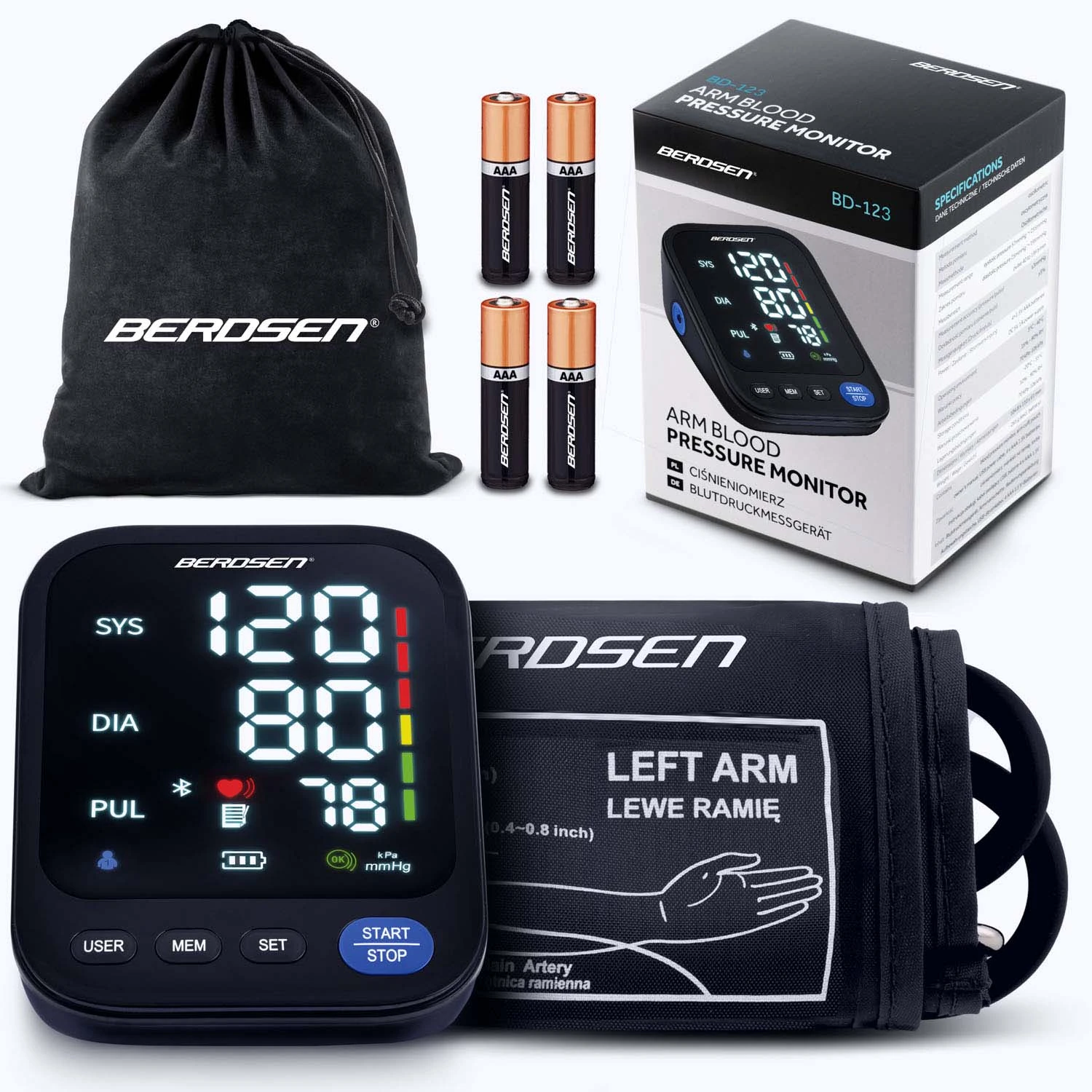 Tlakomer na hornú časť paže Berdsen BD-123 s poľskými hláseniami a Bluetooth – Obrázok 7
