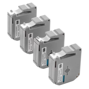 Páska na štítky, balenie 4 kusov, šírka 12 mm, čierna na bielom podklade, kompatibilná s rôznymi štítkovačmi Brother, PT-M95, PT-90, PT-70BM, PT-85, PT-80, náhrada za M-K231