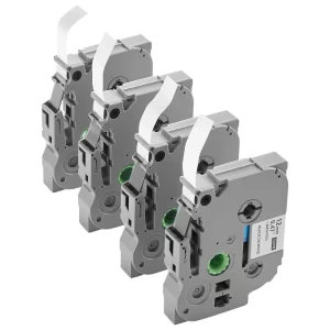 Páska na etikety, balenie 4 kusov, 12 mm, čierna na bielom podklade, kompatibilná s rôznymi tlačiarňami Brother P-Touch, PT-1230PC, PT-1280, PT-D200, PT-P400, náhrada za TZe-231