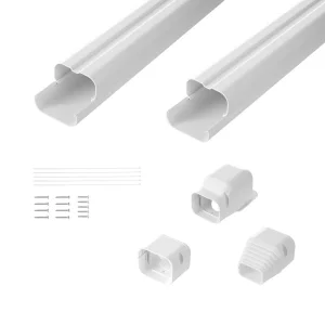 Kryt pre rozdeľovaciu sadu Mini 76,2 mm Š 2270 mm D, dekoratívny PVC kryt na potrubie pre klimatizáciu s 2 rovnými kanálmi a kompletnými komponentmi, natierateľný pre tepelné čerpadlá, biely