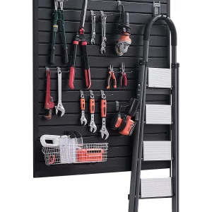 Stena na náradie 1230x1235x20 mm, PVC lamelová stena do garáže, 136 kg na panel, čierny nástenný organizér, lamelová stena so spojovacou konštrukciou a možnosťou rezania svojpomocne, vhodná na skladovanie a prezentáciu