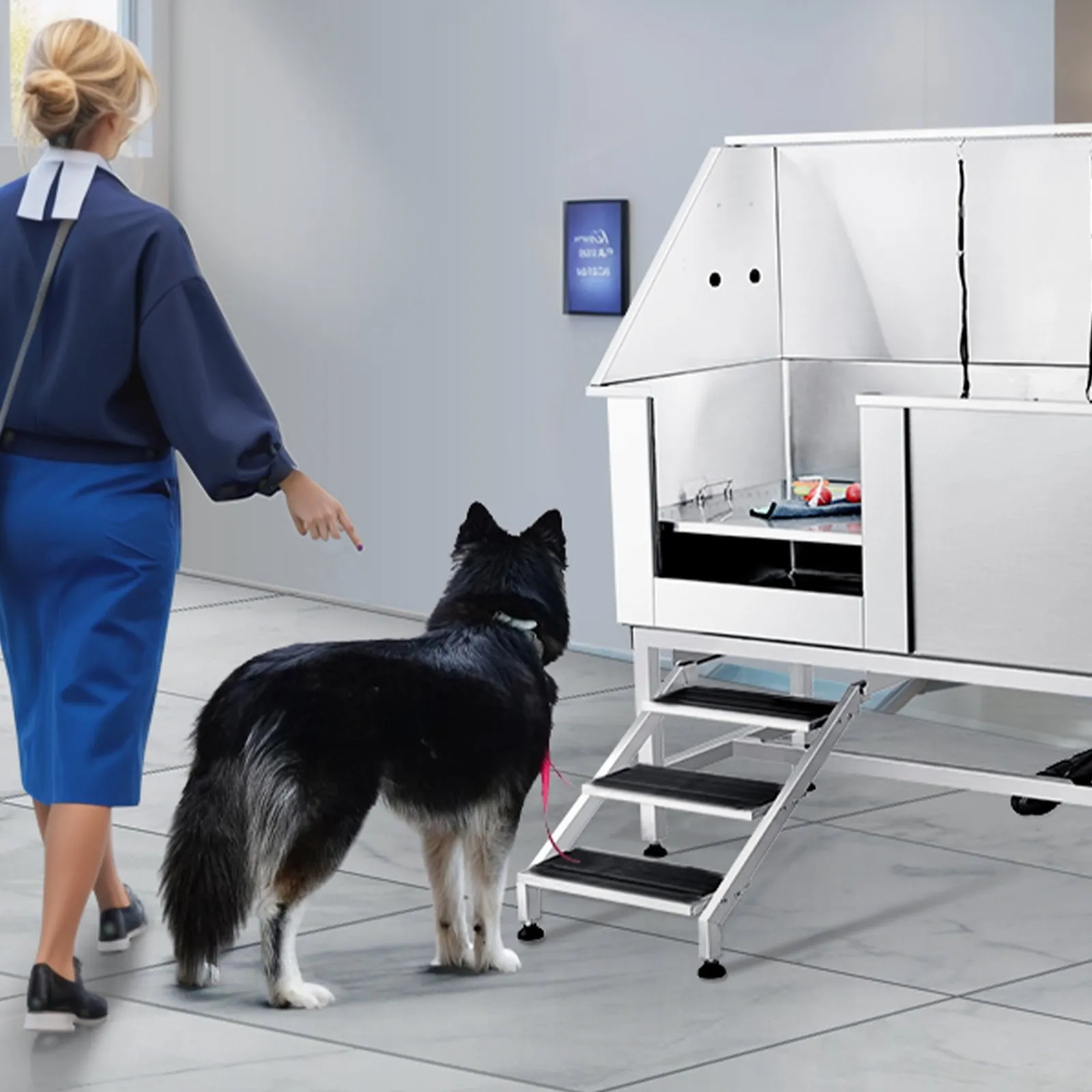 Profesionálna vaňa na starostlivosť o psov z nehrdzavejúcej ocele 1574,8 mm, umývacia stanica pre psov, 200 kg sprcha na starostlivosť o psov, systém umývania psov, vaňa na starostlivosť o domáce zvieratá so skladaným dizajnom, sprchová vaňa na psov – Obrázok 3