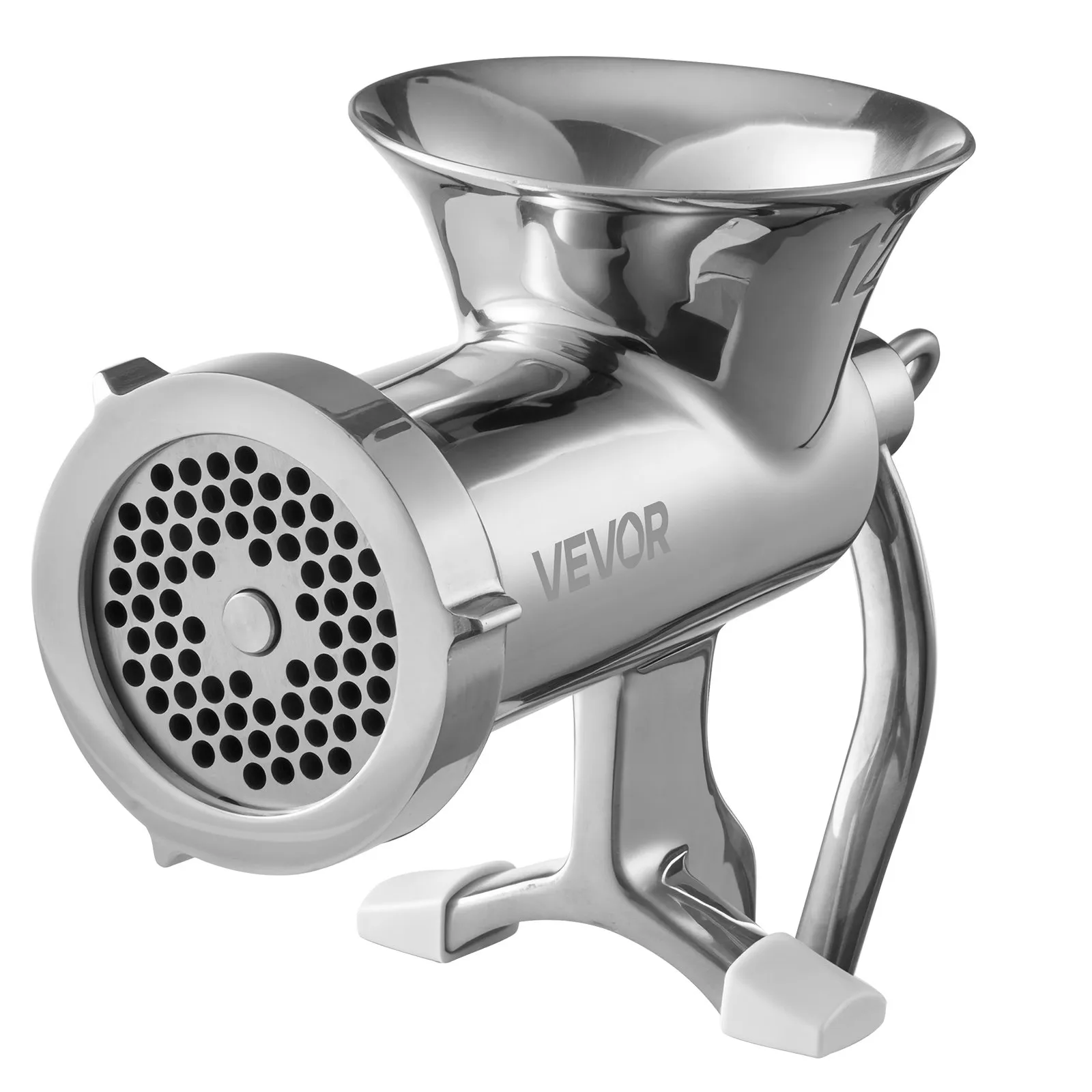 Ručný mlynček na mäso , ručná plnka klobás, nehrdzavejúca oceľ 304, krájacie dosky 4,5 a 8 mm, ručný mlynček na mäso, mäsový stroj s trubicou na klobásy, vhodný na mletie mäsa a plnky klobás, strieborný – Obrázok 6