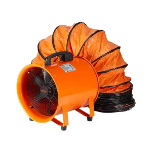 Stavebný ventilátor 145W AC motor Stavebný ventilátor 2900 ot./min Stavebný ventilátor 504 l/s (1070 CFM) Axiálny ventilátor s 5 m hadicou Axiálny ventilátor Hladina hluku 79 dB Priemyselný ventilátor