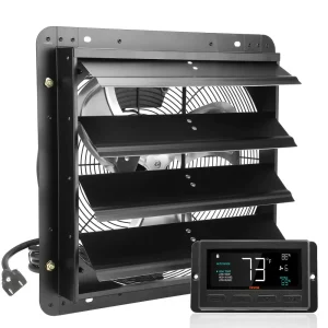 Odsávací ventilátor, 406 mm, regulátor teploty a vlhkosti, EC motor, 1747 CFM, nástenný ventilátor s reguláciou otáčok, vetranie a chladenie pre skleníky, garáže, prístrešky