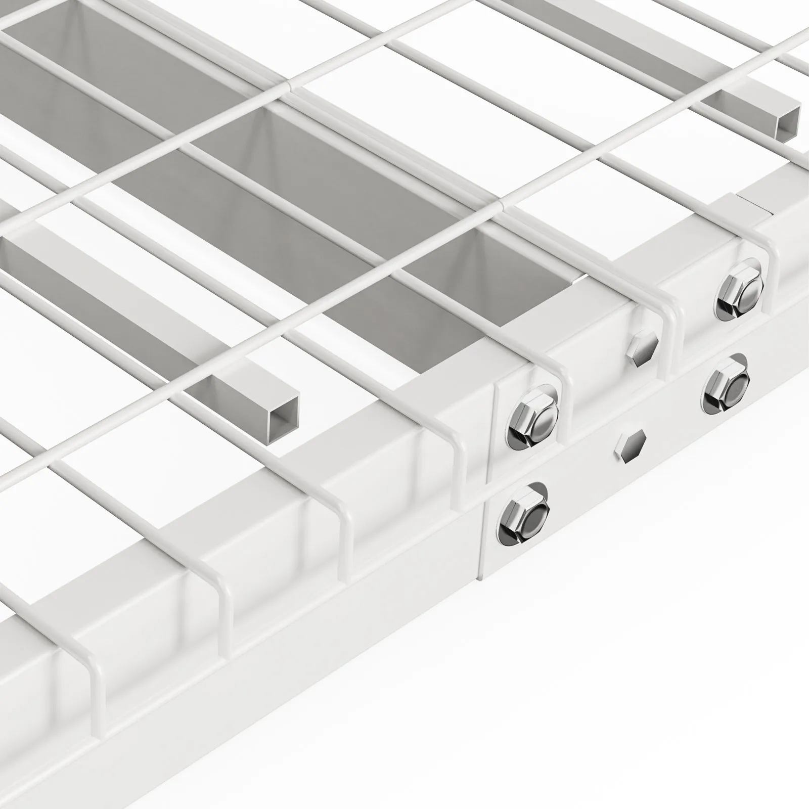 Stropná polica, 121,9 x 243,8 x 101,6 cm, robustné, nastaviteľné úložné police vyrobené z ocele valcovanej za studena na skladovanie a organizáciu v garáži, nosnosť 272 kg, 55,9–101,6 cm, biela – Obrázok 2