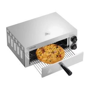 Elektrická pec na pizzu na pracovnú dosku, 12 palcov, 1500 W, s reguláciou teploty a časovačom 0-60 minút, technológiou rovnomerného pečenia a ľahko čistiteľnou miskou na omrvinky, ideálna pre komerčné aj domáce kuchyne