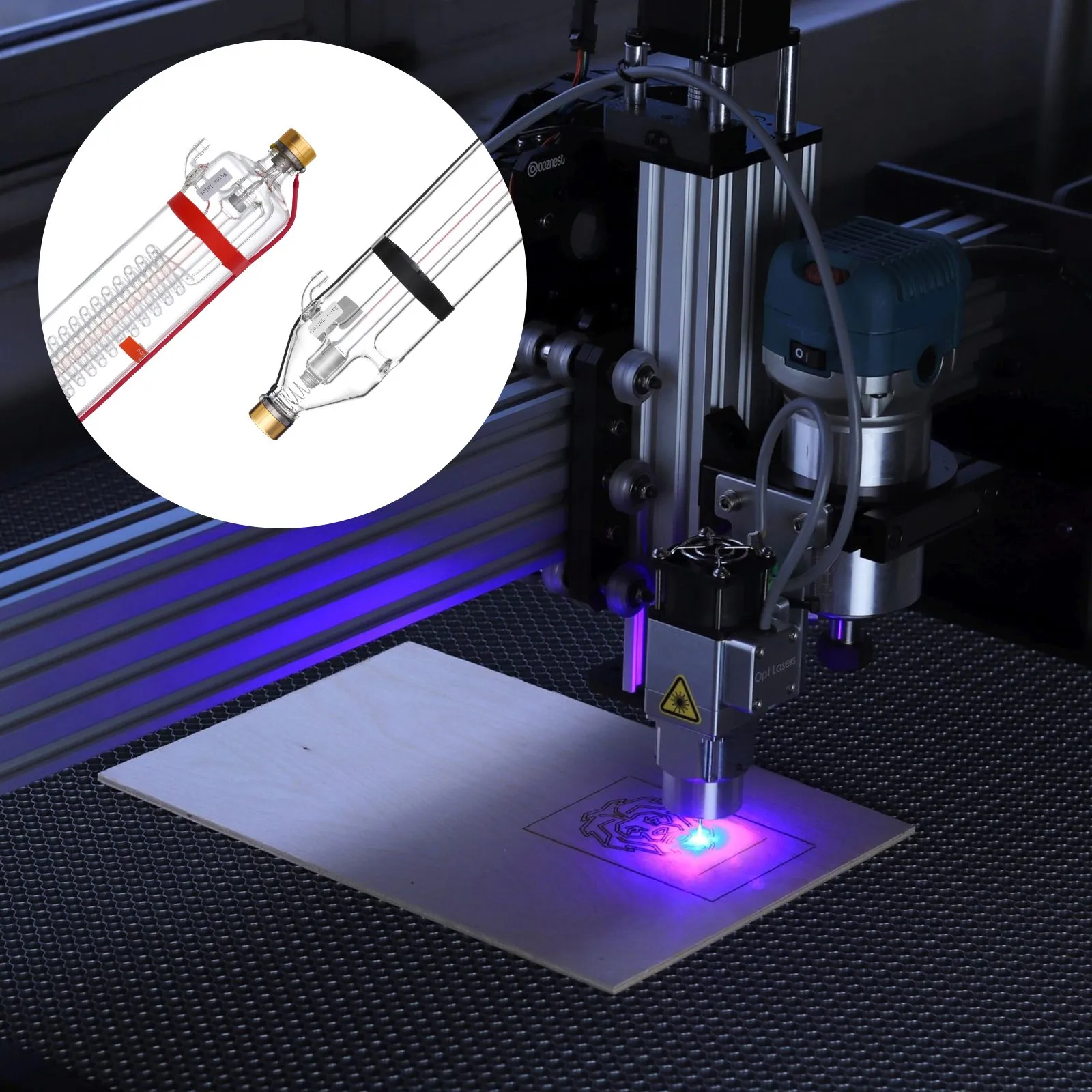 Laserová trubica 100 W CO2, dĺžka 1450 mm, priemer 80 mm, laserová rezacia trubica z borosilikátového skla s kovovou hlavou, kábel s životnosťou 10 000 hodín, predpripravený pre laserový gravírovací/rezací stroj – Obrázok 6