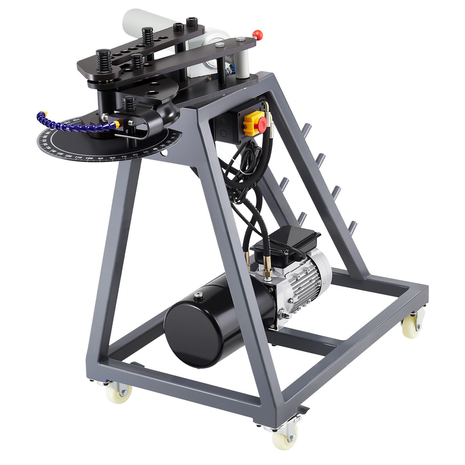 Elektrická ohýbačka rúrok, 750W ohýbačka rúrok s hydraulickým valcom s objemom 6 l, nástroj na ohýbanie rúrok s valčekmi, 3 matrice a maximálny uhol ohybu 180°, vhodná pre rúry od 3/4 do 2 palcov – Obrázok 3