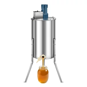 Elektrický medomet, 3-rámový tangenciálny medomet s priehľadným vekom, 140 W medomet z nehrdzavejúcej ocele, výškovo nastaviteľný, zariadenie na odsávanie plástov pre včelárstvo