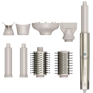 Kulma 8 v 1, sada keramických kuličiek s dĺžkou 1,25 palca s 2 valcami, 2 kefami a 4 tryskami pre suché/rovné/kučeravé/objemné vlasy, kulma pre dlhé, stredne dlhé a krátke vlasy, pre všetky typy vlasov