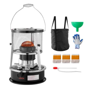 Prenosný petrolejový ohrievač 9000 BTU, 2-v-1 vykurovací sporák s funkciou varenia, nastaviteľná výška a plameň, na vnútorné aj vonkajšie použitie, kempovanie, poľovníctvo, varenie, domácnosť, garáž, čierny