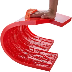 Betónová raziaca podložka, 71 x 30 x 1,5 cm, betónová textúrovaná povlaková vrstva, polyuretánová pečiatka, podložka s textúrou kamenných dlaždíc, potlač bridlicovej podlahy, bezšvíková pečiatka, betónové formy na dekoratívne vonkajšie použitie, červená