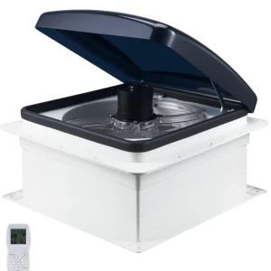 Ventilátor pre obytné vozidlá, 12V strešný ventilátor, výkonný 10-rýchlostný reverzibilný ventilátor s diaľkovým ovládaním, vstavaný jednosmerný motor, elektrický kryt, vhodný pre strešné otvory 14" x 14"