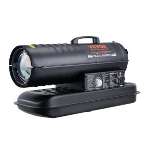 Teplovzdušný ohrievač na petrolej/naftu, torpédový ohrievač priestoru s výkonom 70 000 BTU, prenosný s termostatickým ovládaním, 19-litrová nádrž, účinný petrolejový ohrievač na vnútorné aj vonkajšie použitie v domácnosti, na stavenisku, v priemysle, dielňach, čierny