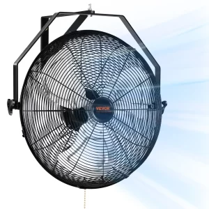Nástenný ventilátor, 57 cm, vodotesný oscilačný nástenný ventilátor, 3 rýchlosti, 4150 CFM, komerčný/rezidenčný ventilátor na chladenie skladov, skleníkov, dielní a terás, čierny