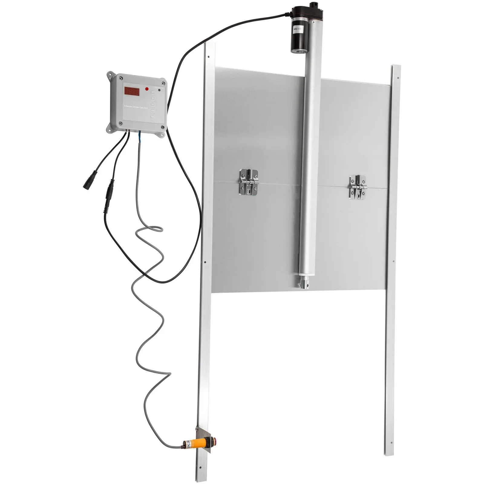 Automatické dvere kurníka, hliníková zliatina/ABS, s posuvnými dverami, 66W, bránka pre kurníky, dvere 30x30cm, otvárač kurníka so svetelným senzorom a časovačom, ideálne pre vnútorné/vonkajšie kurníky – Obrázok 4